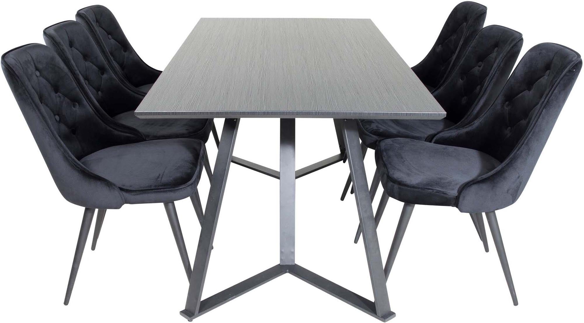 Entdecken Sie das Marina Esszimmerset Velvet von Venture Home – ein stilvolles Set für bis zu 6 Personen, das Komfort und modernes Design vereint.