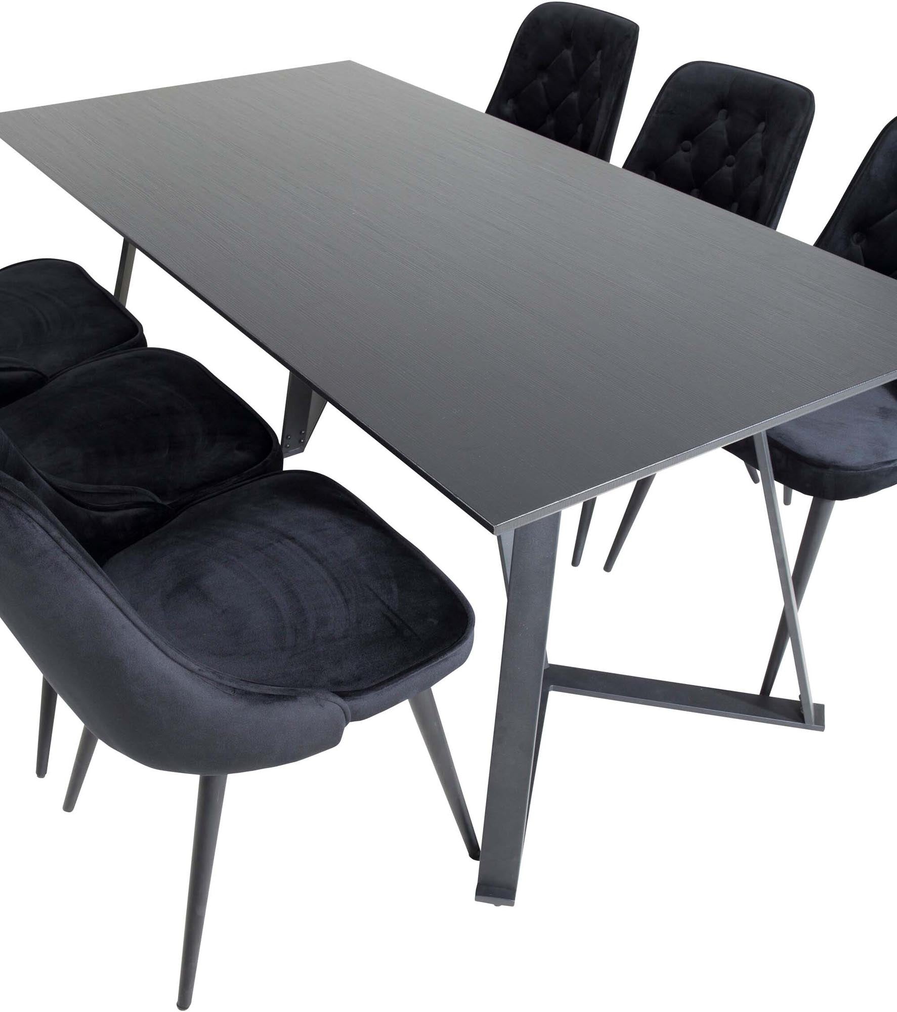 Entdecken Sie das Marina Esszimmerset Velvet von Venture Home – ein elegantes 180 cm Set für 6 Personen, das modernes Design und hohen Komfort vereint.