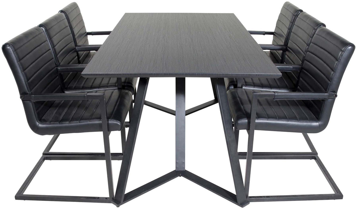 Marina Esszimmerset Art 180cm/6St. in Schwarz präsentiert im Onlineshop von KAQTU Design AG. Esszimmerset ist von Venture Home