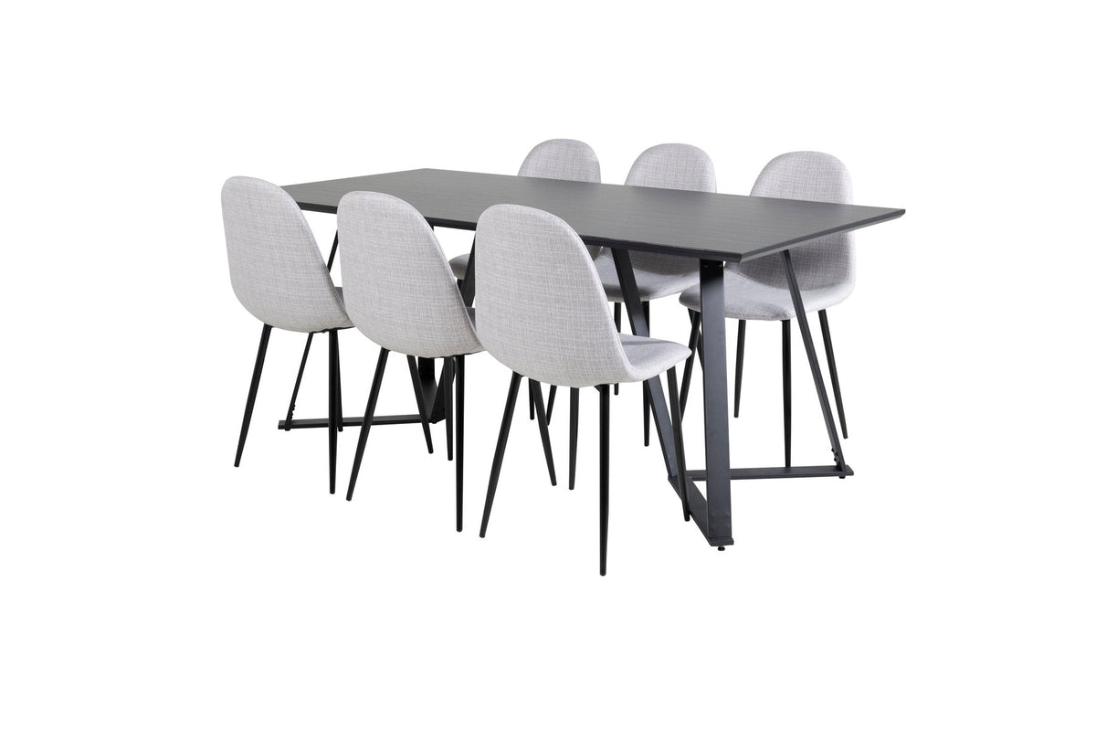 Marina Esszimmerset Polar 180cm/6St. in Schwarz / Grau präsentiert im Onlineshop von KAQTU Design AG. Esszimmerset ist von Venture Home