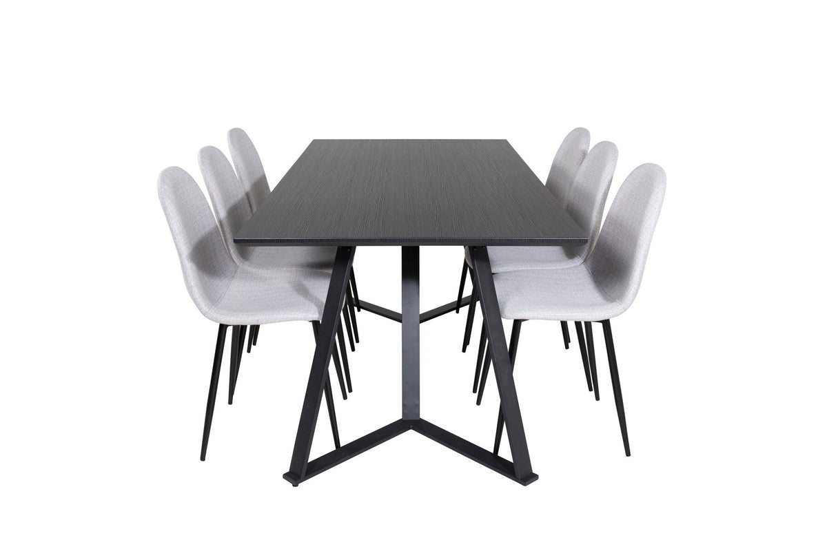 Marina Esszimmerset Polar 180cm/6St. in Schwarz / Grau präsentiert im Onlineshop von KAQTU Design AG. Esszimmerset ist von Venture Home