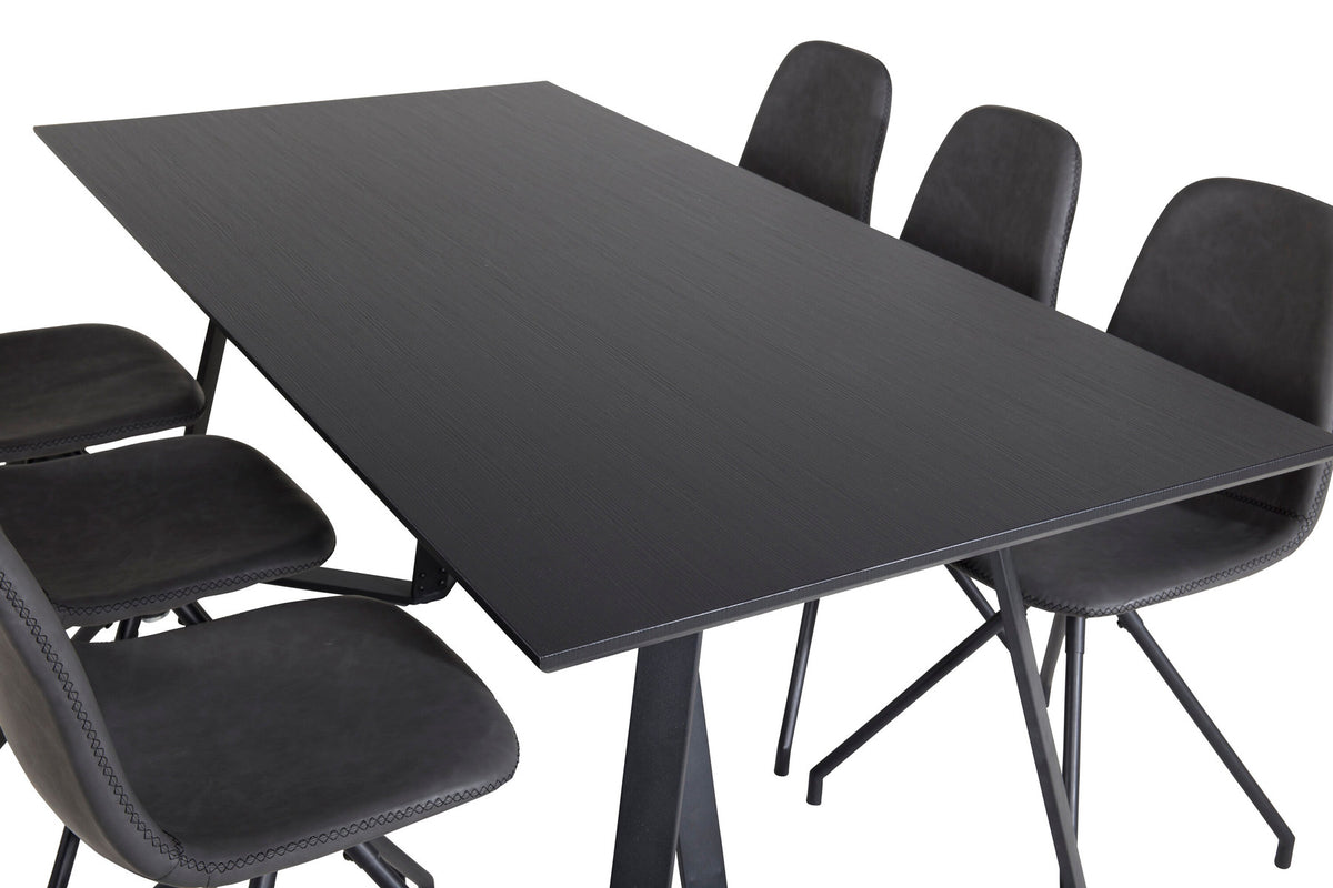 Marina Esszimmerset Polar 180cm/6St. in Schwarz präsentiert im Onlineshop von KAQTU Design AG. Esszimmerset ist von Venture Home