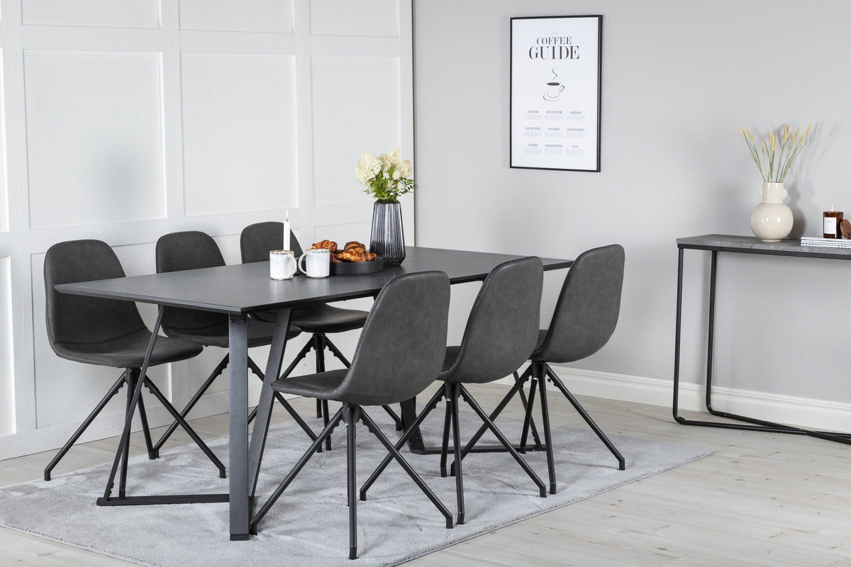 Marina Esszimmerset Polar 180cm/6St. in Schwarz präsentiert im Onlineshop von KAQTU Design AG. Esszimmerset ist von Venture Home
