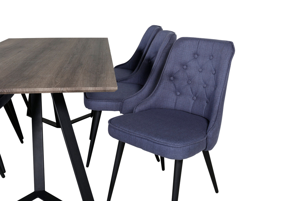 Marina Esszimmerset Velvet 180cm/6St. in Schwarz / Blau präsentiert im Onlineshop von KAQTU Design AG. Esszimmerset ist von Venture Home