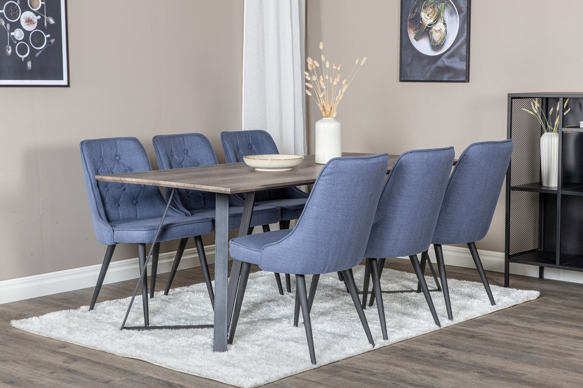Marina Esszimmerset Velvet 180cm/6St. in Schwarz / Blau präsentiert im Onlineshop von KAQTU Design AG. Esszimmerset ist von Venture Home