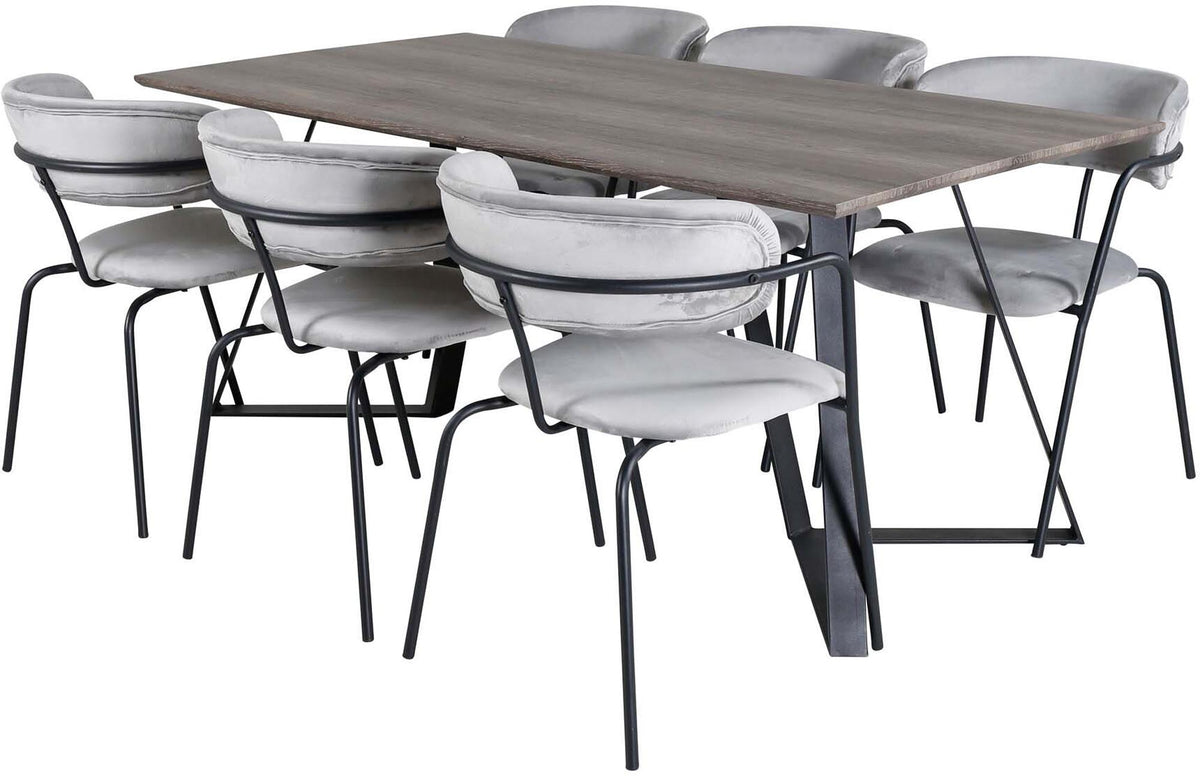 Marina Esszimmerset Arrow 180cm/6St. in Schwarzgrau präsentiert im Onlineshop von KAQTU Design AG. Esszimmerset ist von Venture Home