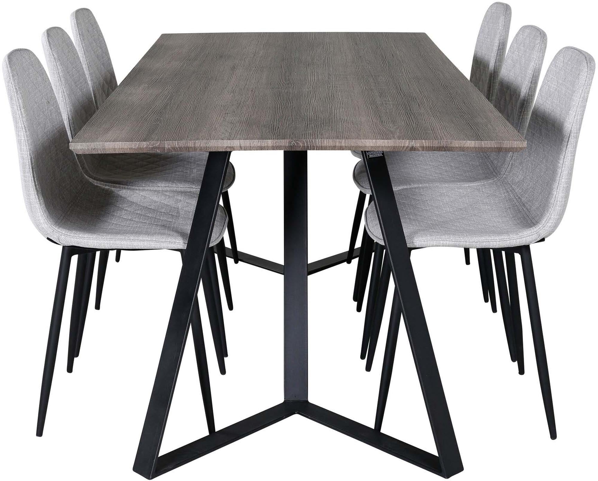 Stilvolles Esszimmerset für bis zu 6 Personen. 180 cm Tisch mit eleganter Oberfläche und bequemen Samtstühlen für höchsten Komfort.