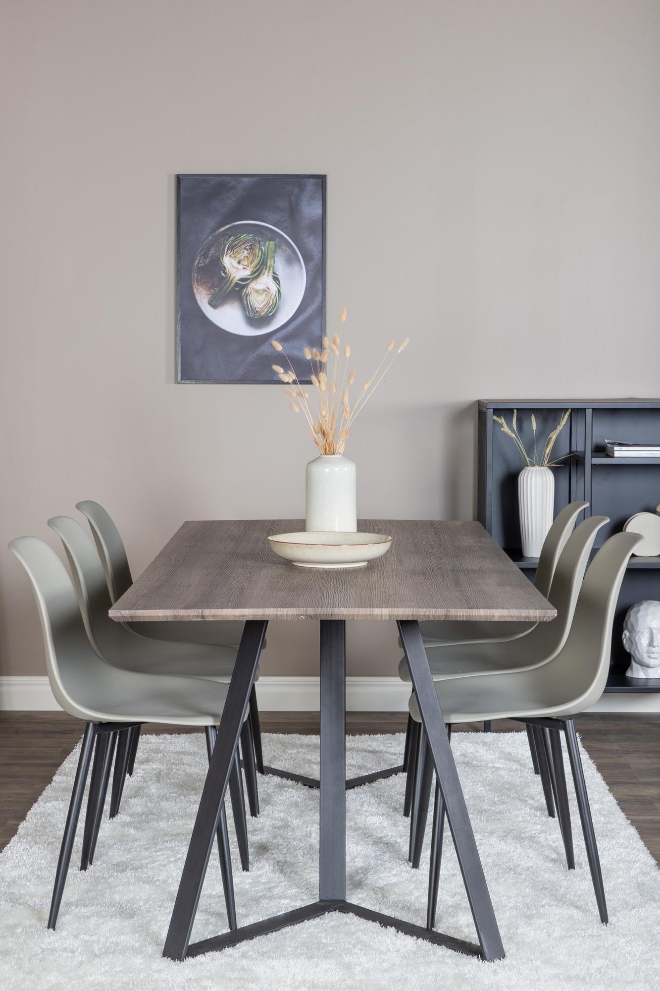 Elegantes Esszimmerset mit 180 cm Tisch und 6 Stühlen, modernes Design, hochwertige Materialien, ideal für stilvolle Räume.