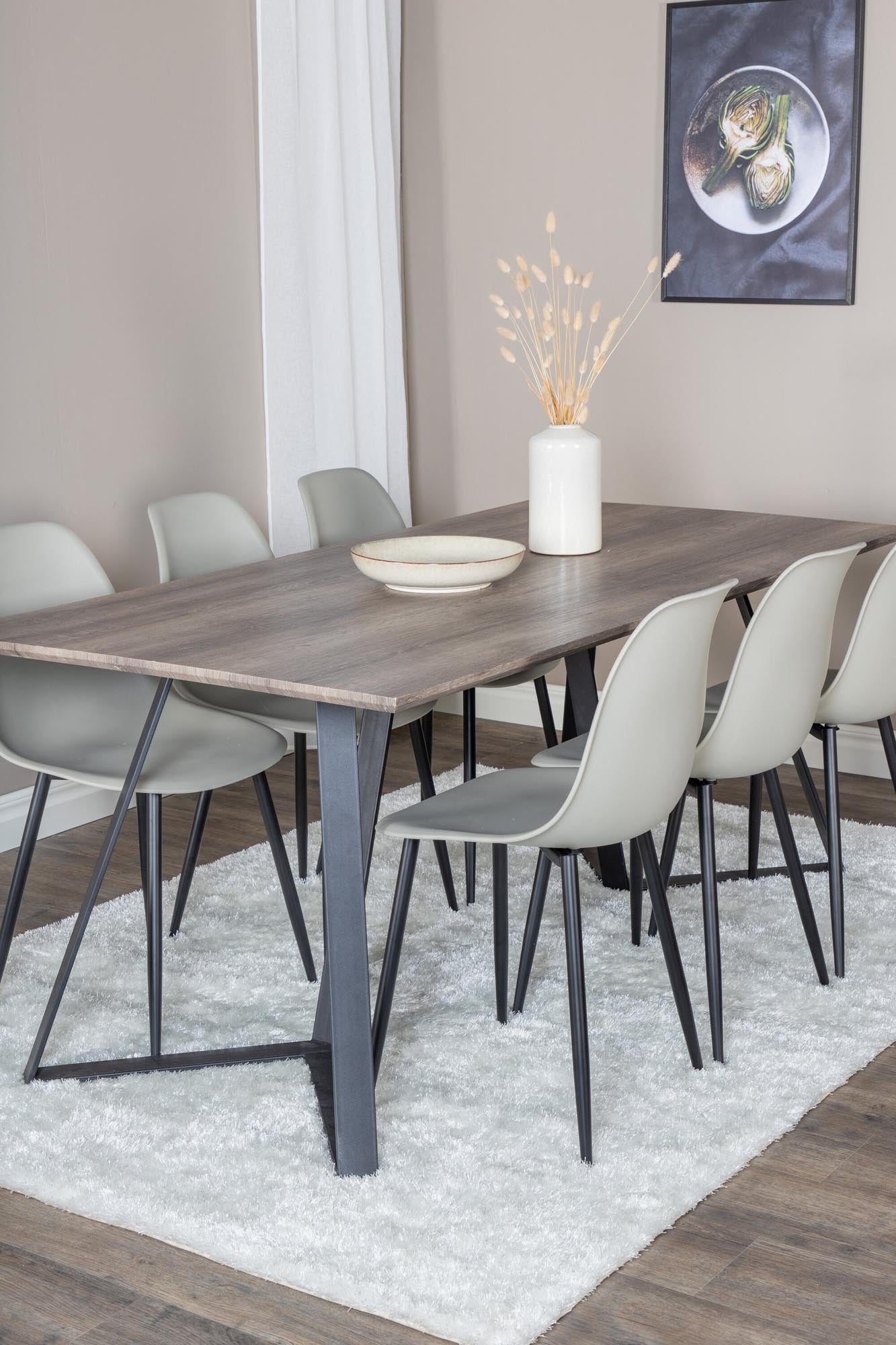 Modernes Esszimmerset mit 180 cm Tisch und 6 Stühlen, stilvolles Design, perfekt für elegante und zeitgemässe Essbereiche.