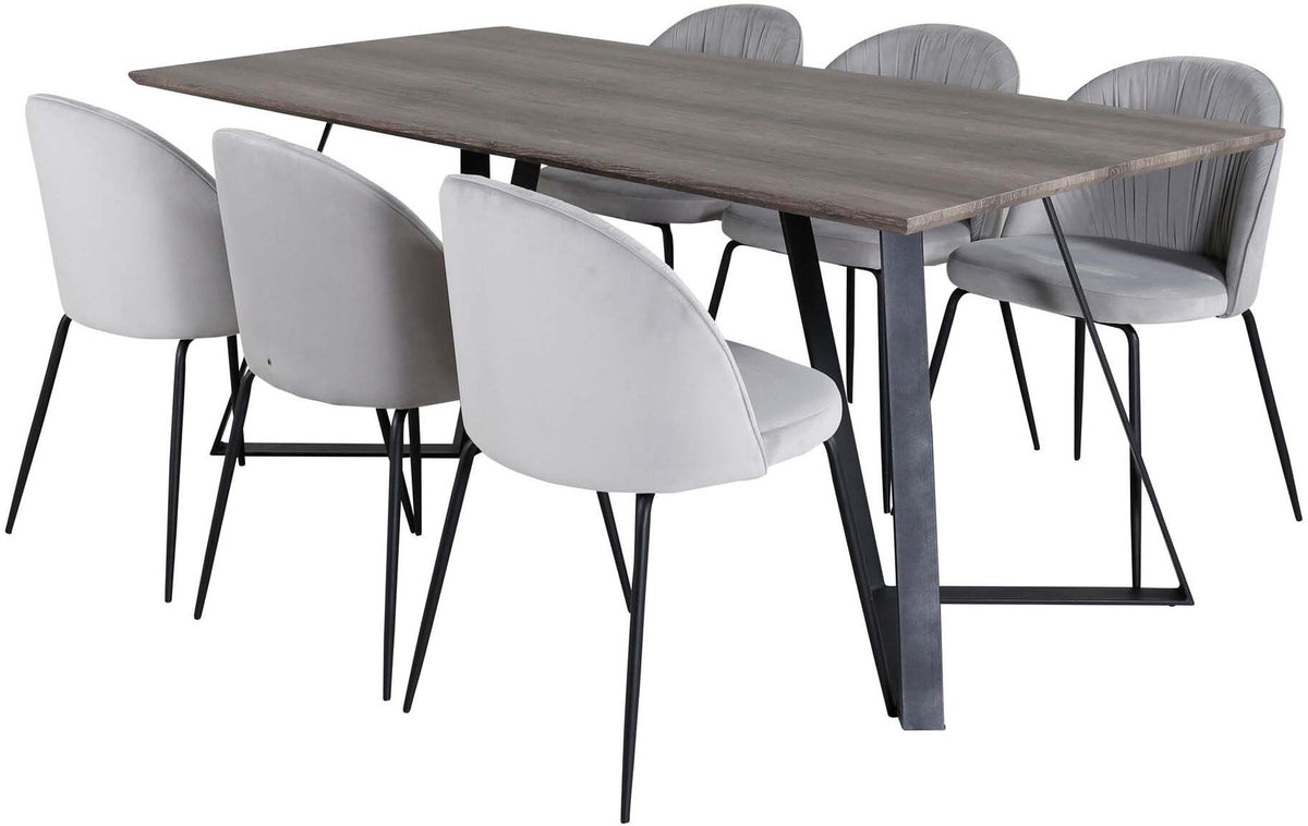 Marina Esszimmerset Wrinkles 180cm/6St. in Schwarzgrau präsentiert im Onlineshop von KAQTU Design AG. Esszimmerset ist von Venture Home