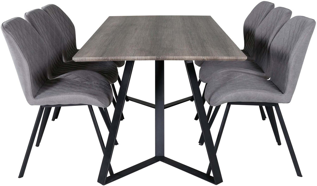 Marina Esszimmerset Gemma 180cm/6St. in Braun / Schwarz / Grau präsentiert im Onlineshop von KAQTU Design AG. Esszimmerset ist von Venture Home