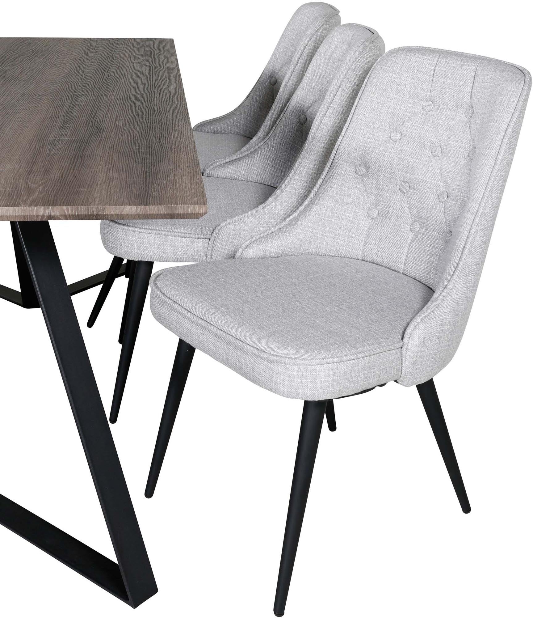 Erleben Sie das elegante Marina Esszimmerset Velvet 180cm von Venture Home: Ideal für 6 Personen, mit komfortablen Stühlen und pflegeleichter Tischplatte für stilvolle Zusammenkünfte.