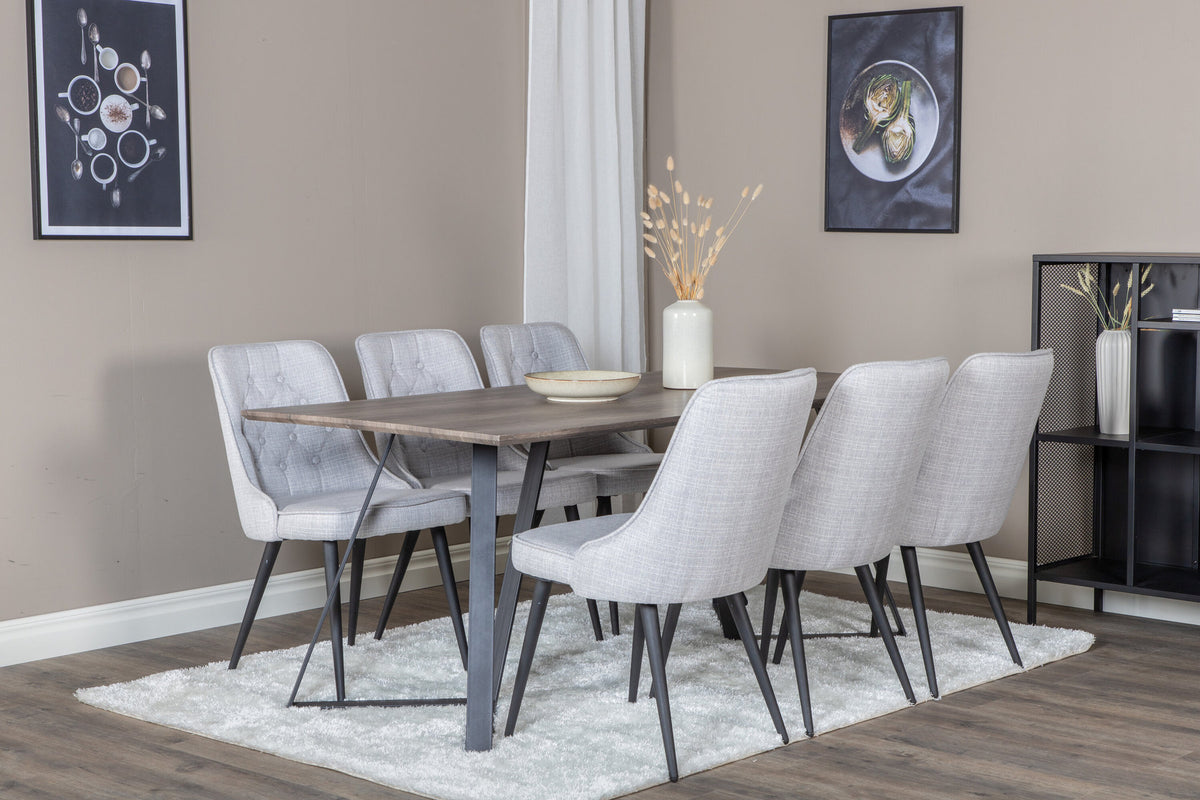 Marina Esszimmerset Velvet 180cm/6St. in Braun / Schwarz / Grau präsentiert im Onlineshop von KAQTU Design AG. Esszimmerset ist von Venture Home