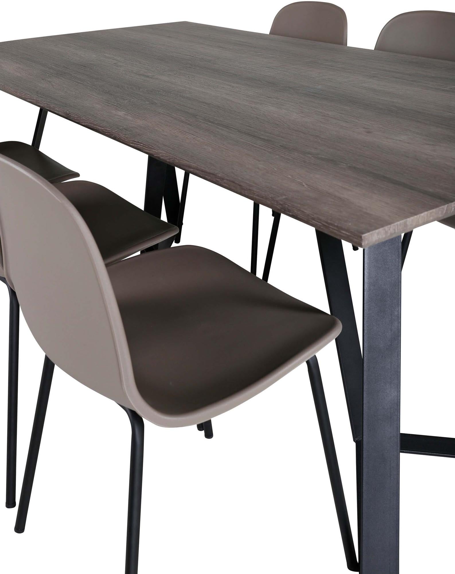 Stilvolles Esszimmerset Marina Arctic 180cm mit 6 ergonomischen Stühlen in Khaki. Ideal für gesellige Abende und festliche Anlässe.