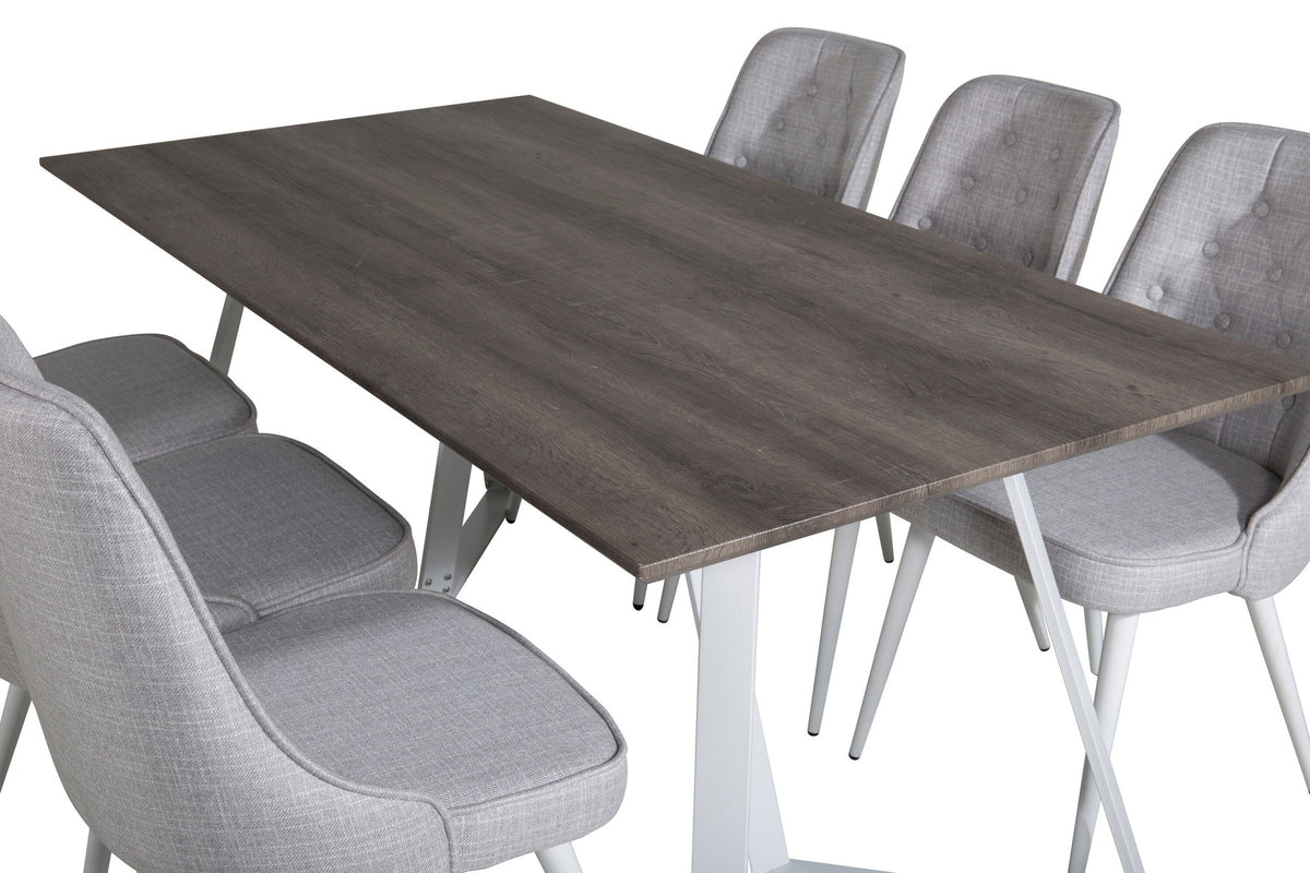 Marina Esszimmerset Velvet 180cm/6St. in Weiss präsentiert im Onlineshop von KAQTU Design AG. Esszimmerset ist von Venture Home