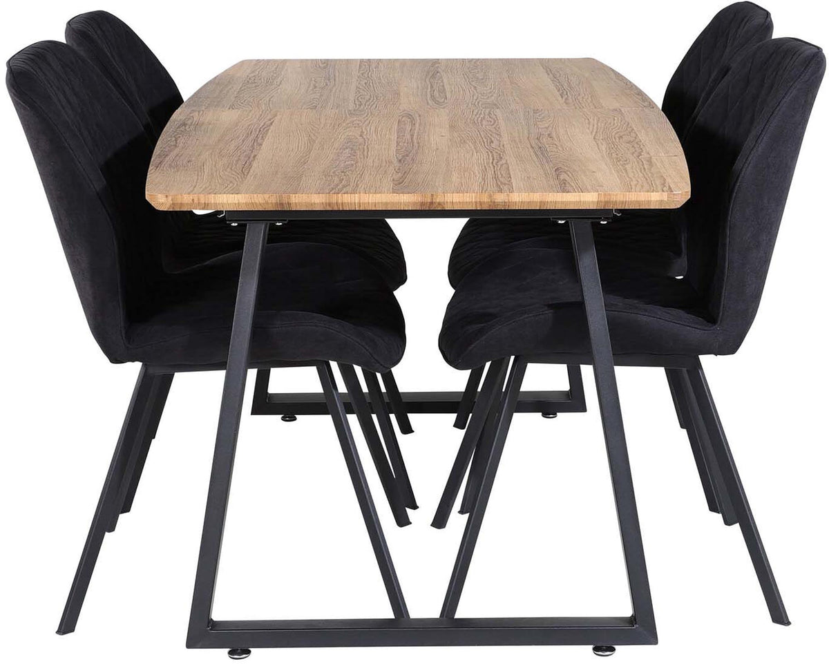 Inca Esszimmerset ausziehbar (Gemma) 160cm/4St. in Schwarz präsentiert im Onlineshop von KAQTU Design AG. Esszimmerset ist von Venture Home