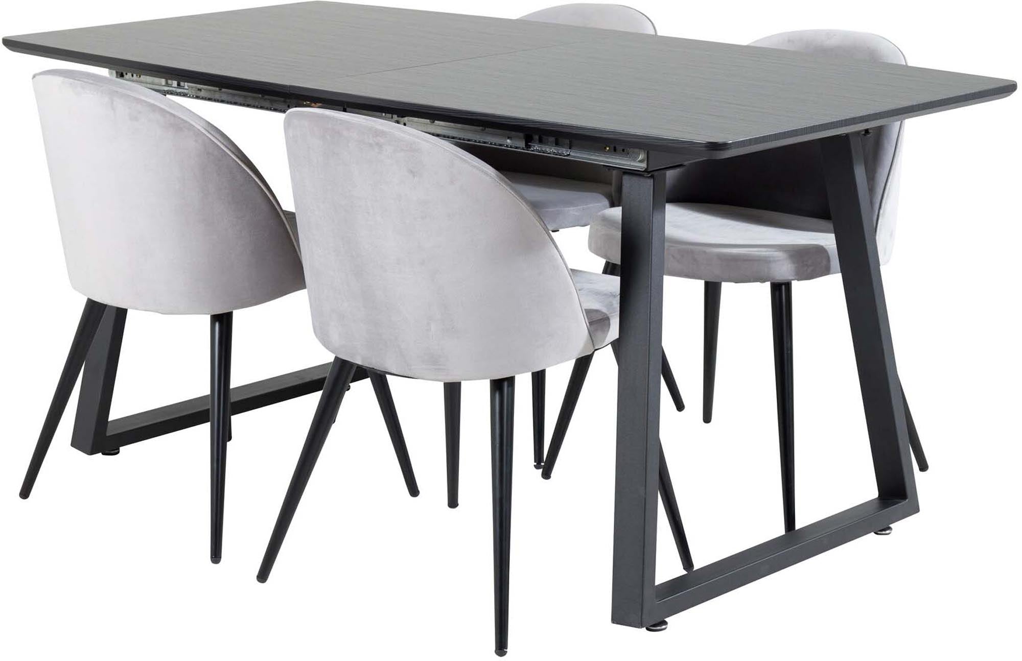 Entdecken Sie das Inca Esszimmerset von Venture Home: Ausziehbarer Tisch für bis zu 8 Personen, luxuriöse Samt-Stühle, ideal für festliche Anlässe.