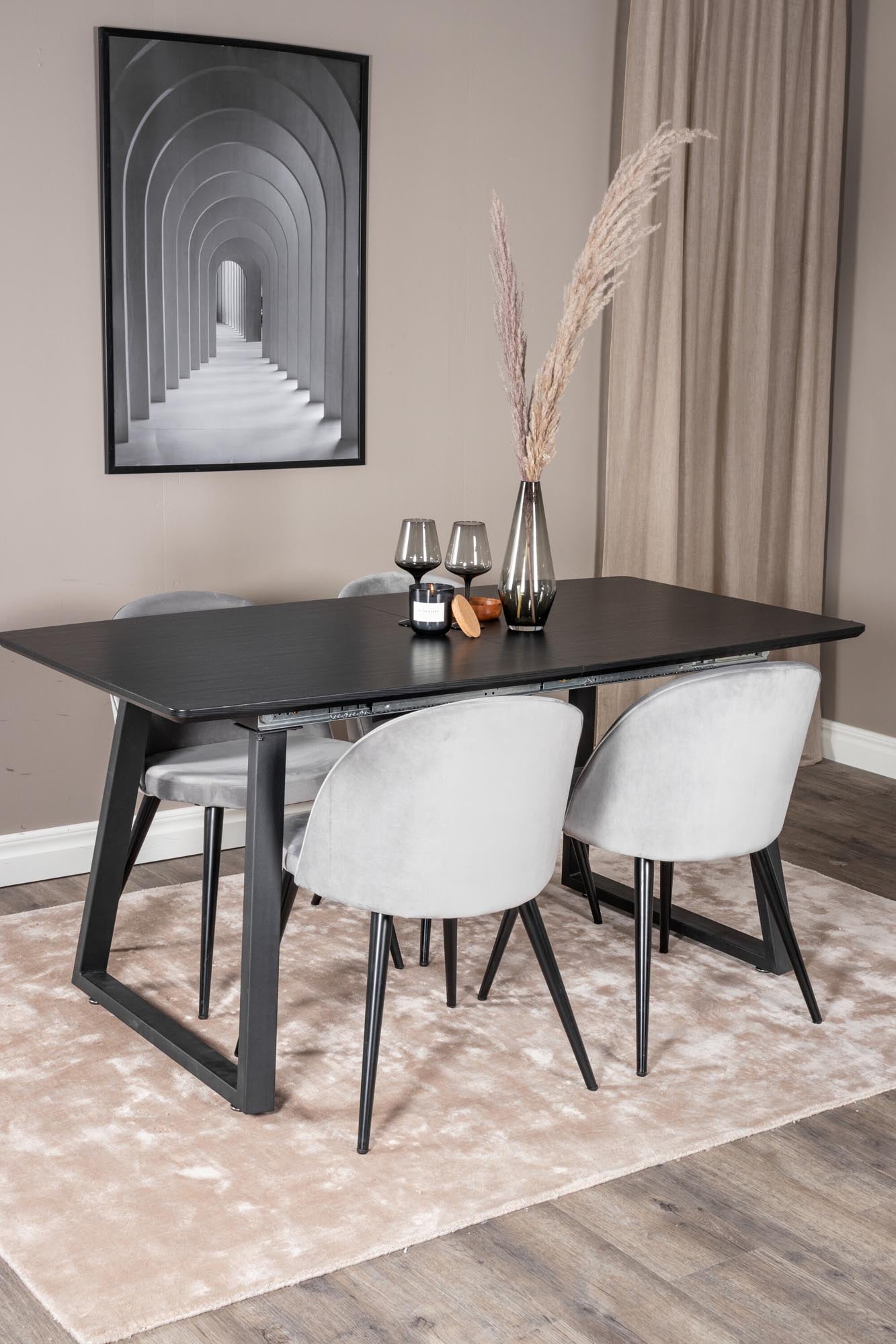 Inca Esszimmerset: Eleganter, ausziehbarer Tisch (160 cm) mit luxuriösen Samt-Stühlen für unvergessliche Familienfeiern und stilvolle Anlässe.