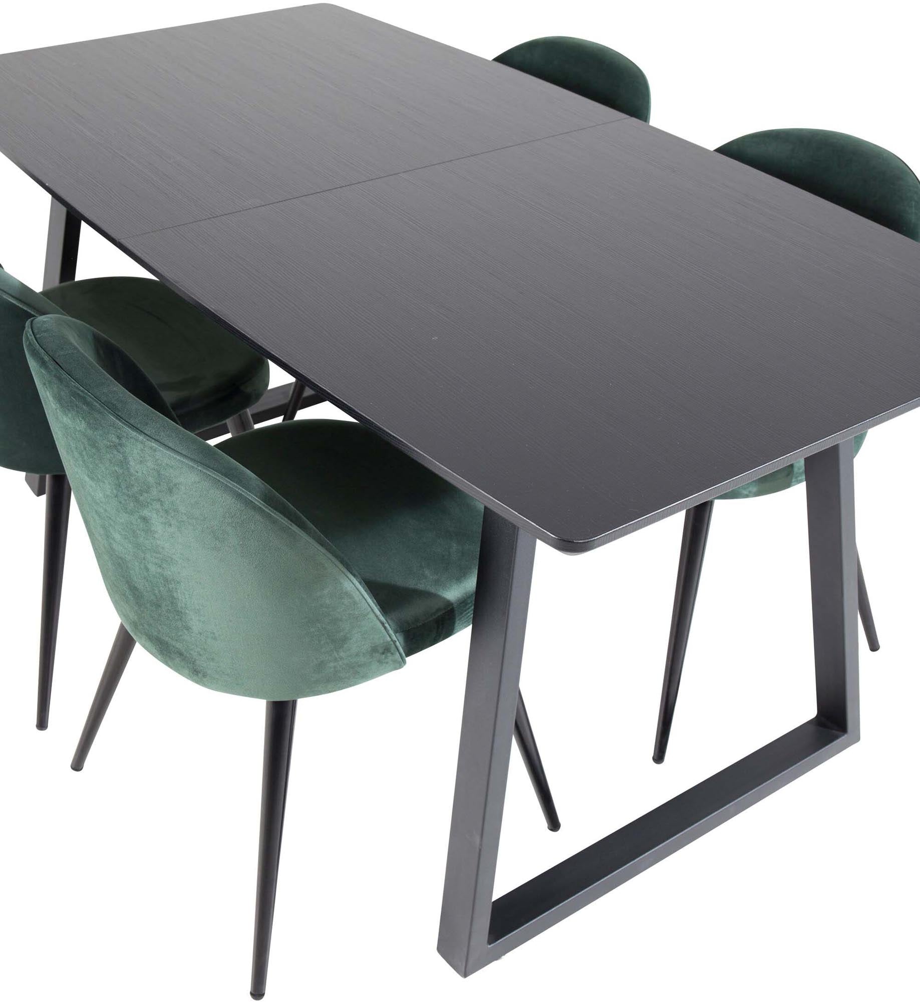 Inca Esszimmerset: Ausziehbarer Tisch (160 cm) und edle Samt-Stühle für Komfort und Stil. Ideal für gesellige Anlässe und elegante Mahlzeiten.