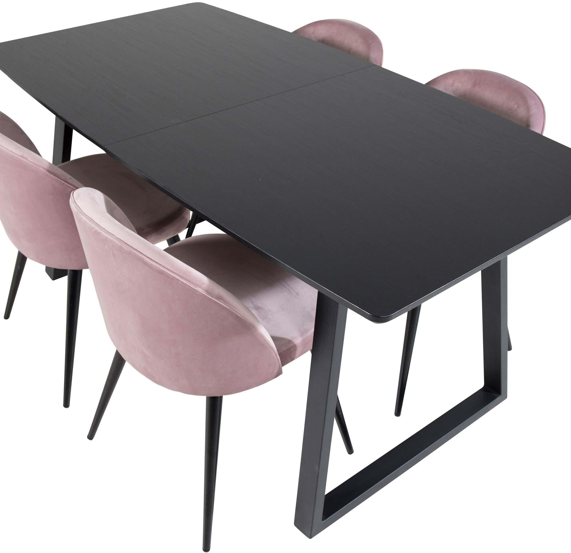 Inca Esszimmerset: Eleganter, ausziehbarer Tisch (160 cm) mit luxuriösen Samt-Stühlen für unvergessliche Familienfeiern und stilvolle Anlässe.