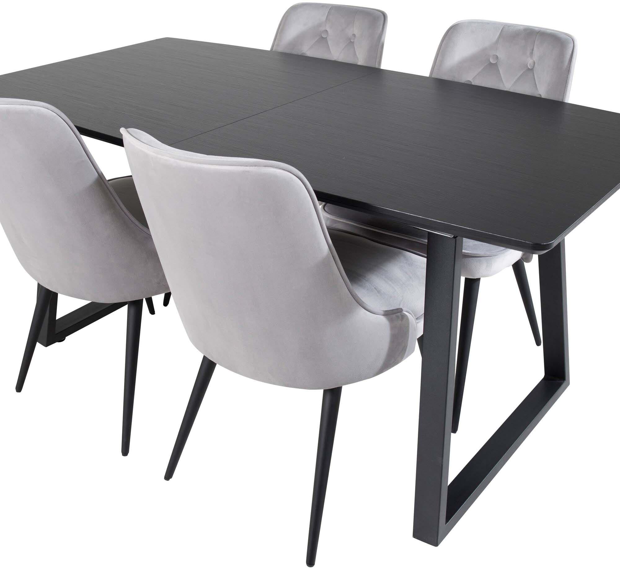 Entdecken Sie das Inca Esszimmerset von Venture Home: Ausziehbarer Tisch für bis zu 8 Personen und stilvolle Samt-Stühle für ein elegantes Esszimmer.