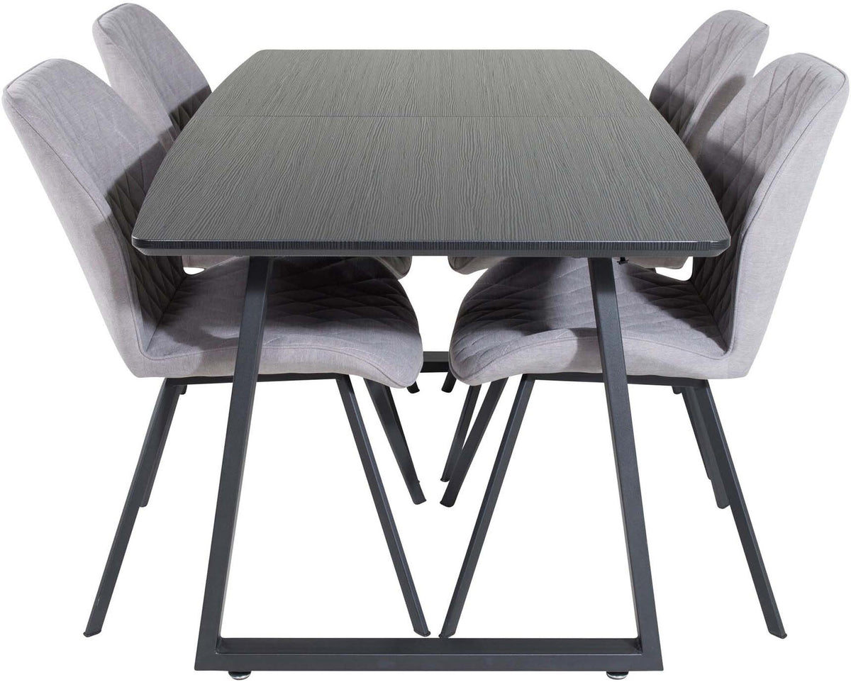 Inca Esszimmerset ausziehbar (Gemma) 160cm/4St. in Schwarz / Grau präsentiert im Onlineshop von KAQTU Design AG. Esszimmerset ist von Venture Home