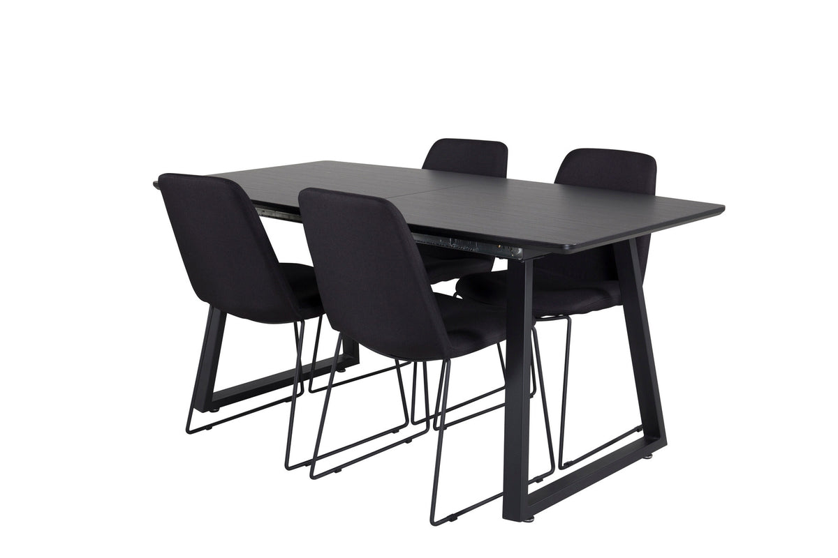 Inca Esszimmerset ausziehbar (Muce) 160cm/4St. in Schwarz präsentiert im Onlineshop von KAQTU Design AG. Esszimmerset ist von Venture Home
