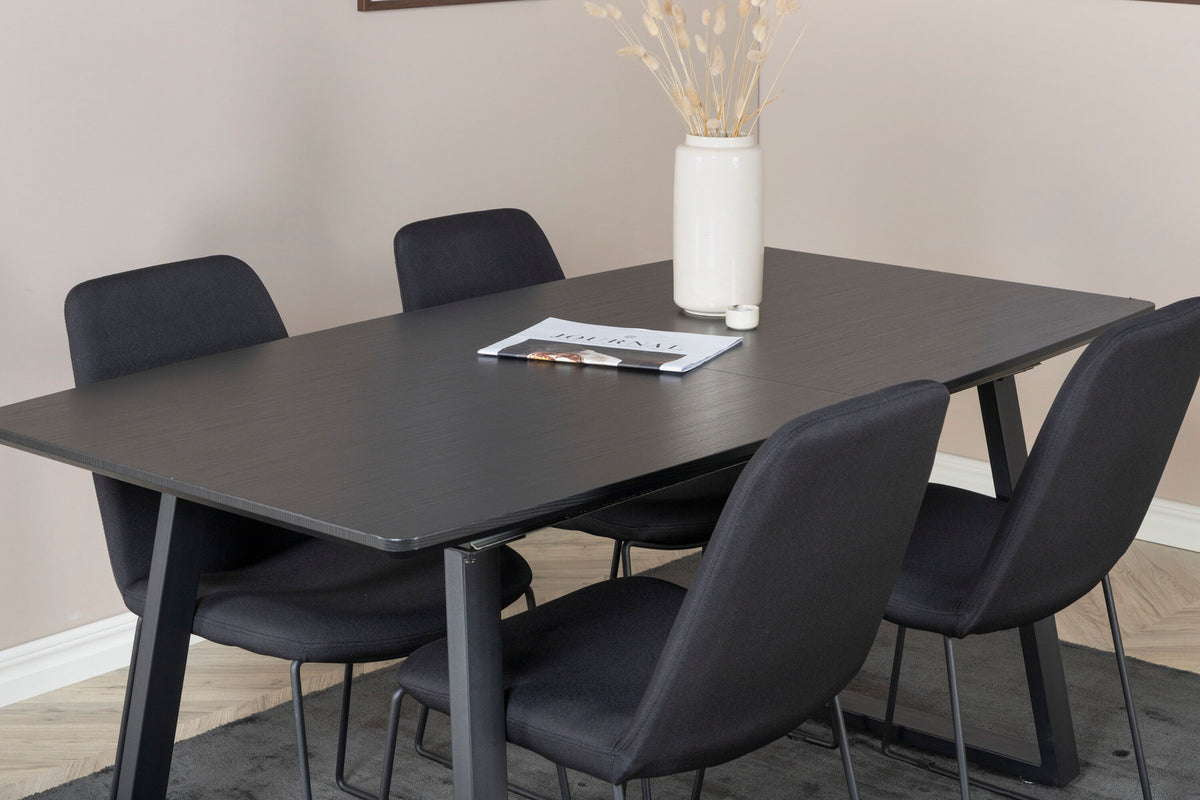 Inca Esszimmerset ausziehbar (Muce) 160cm/4St. in Schwarz präsentiert im Onlineshop von KAQTU Design AG. Esszimmerset ist von Venture Home