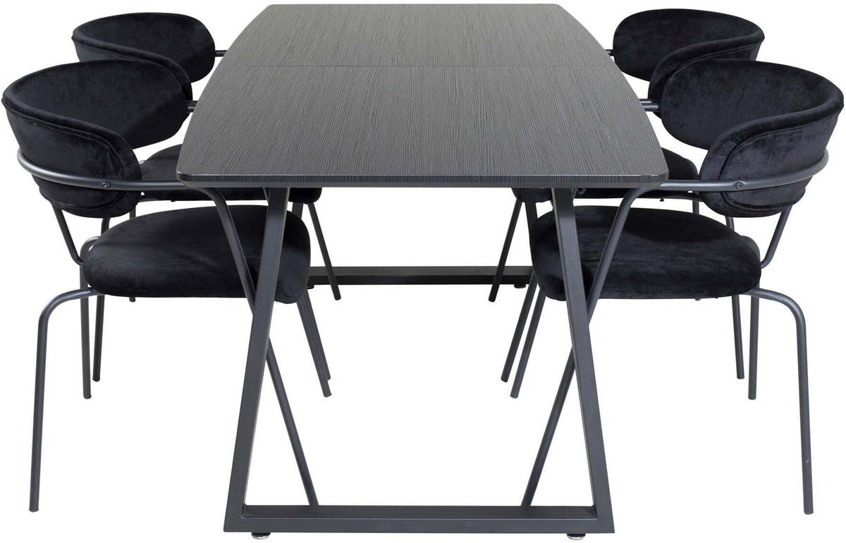 Inca Esszimmerset ausziehbar (Arrow) 160cm/4St. in Schwarz präsentiert im Onlineshop von KAQTU Design AG. Esszimmerset ist von Venture Home
