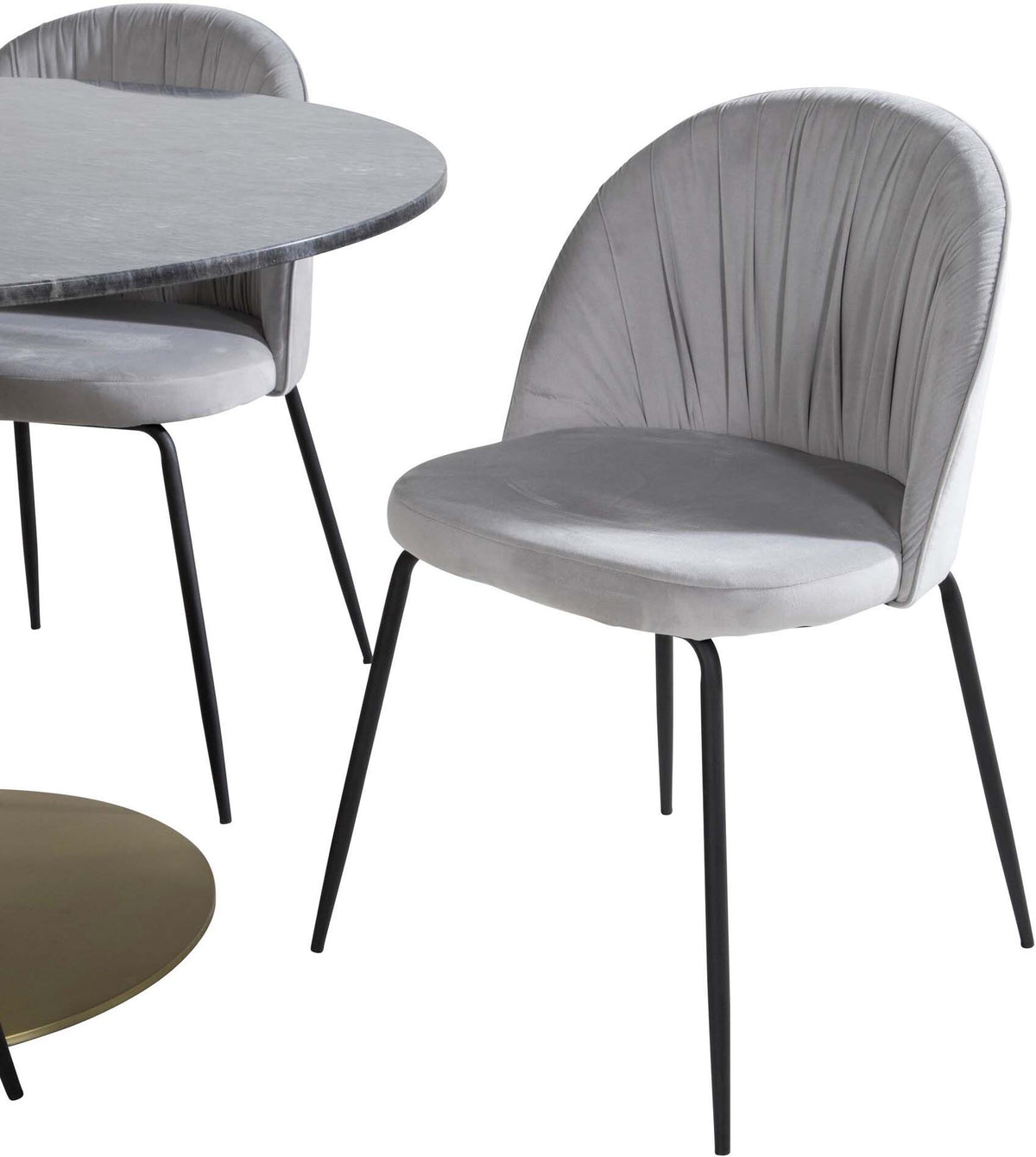 Estelle Esszimmerset + Wrinkles ⌀106cm/4St. in Schwarzgrau präsentiert im Onlineshop von KAQTU Design AG. Esszimmerset ist von Venture Home