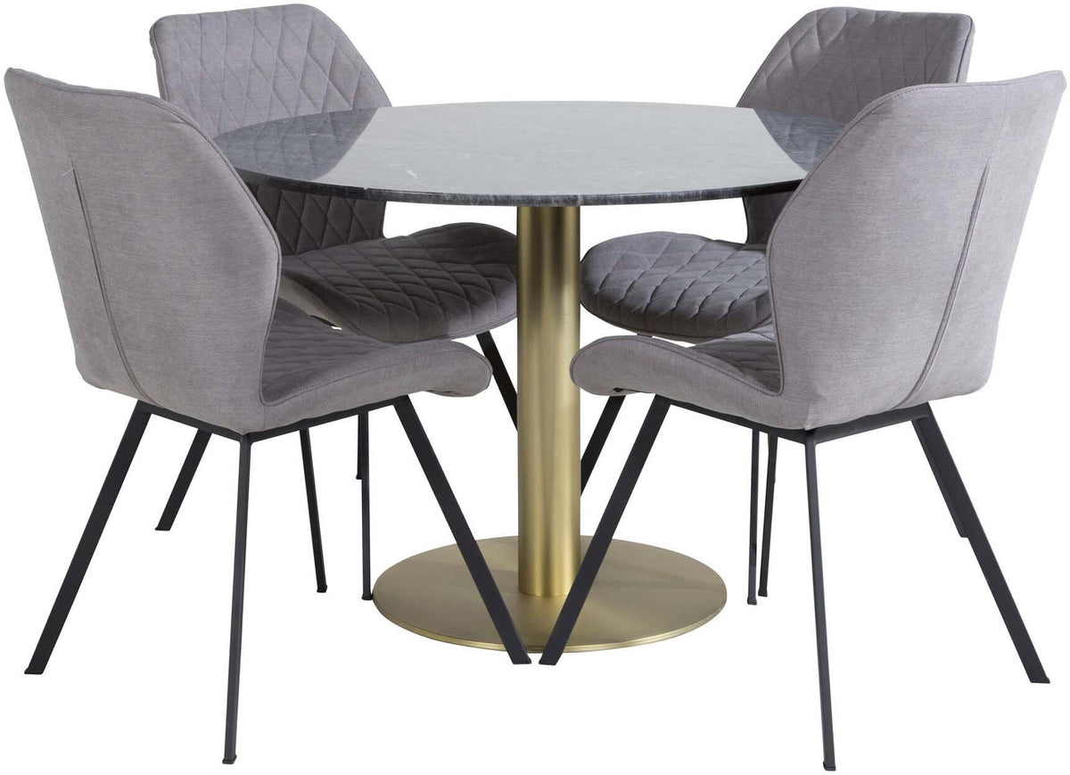 Estelle Esszimmerset + Gemma ⌀106cm/4St. in Grau / Schwarz präsentiert im Onlineshop von KAQTU Design AG. Esszimmerset ist von Venture Home