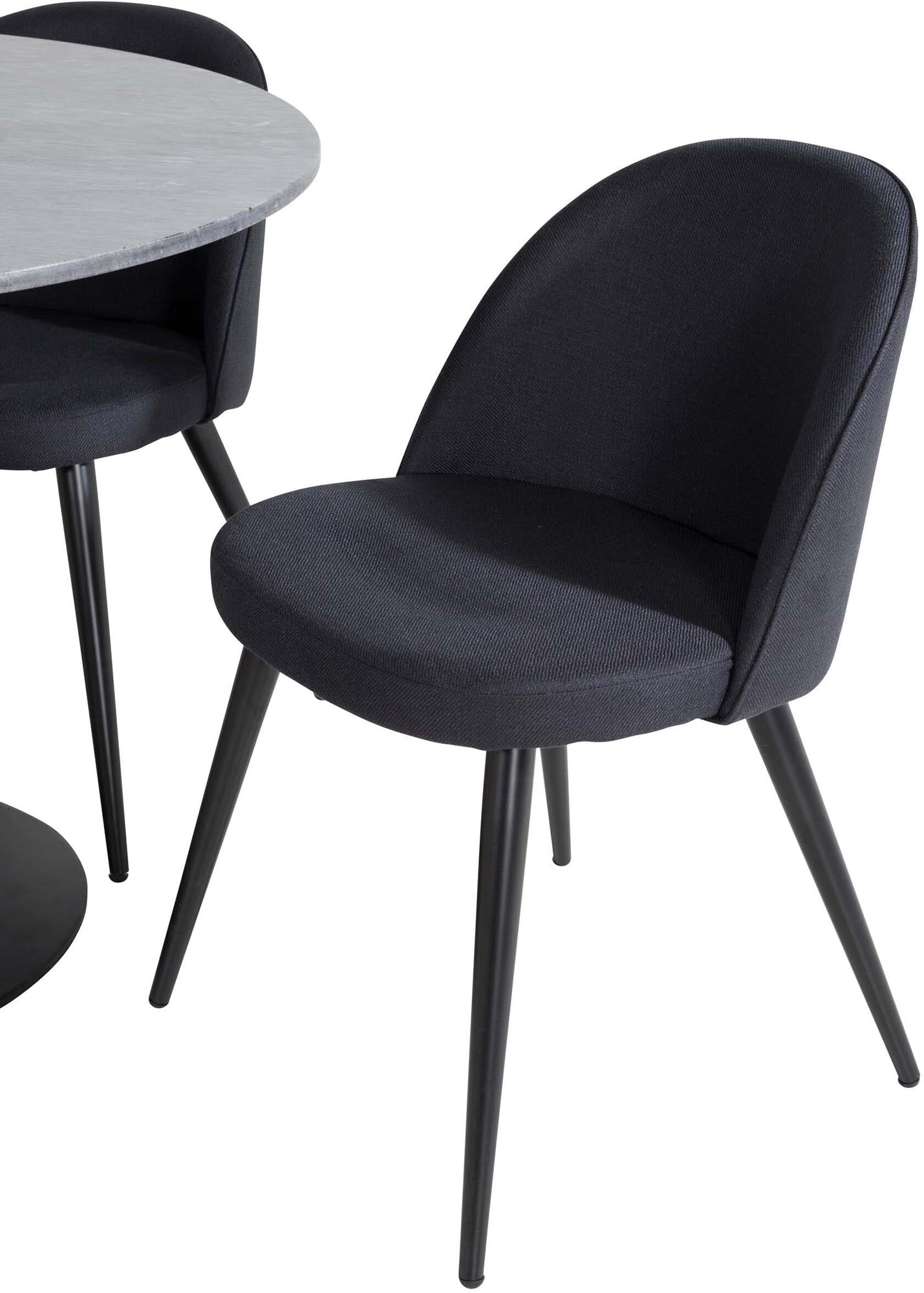 Luxuriöses Estelle Esszimmerset: Velvet Tisch & 4 Stühle von Venture.