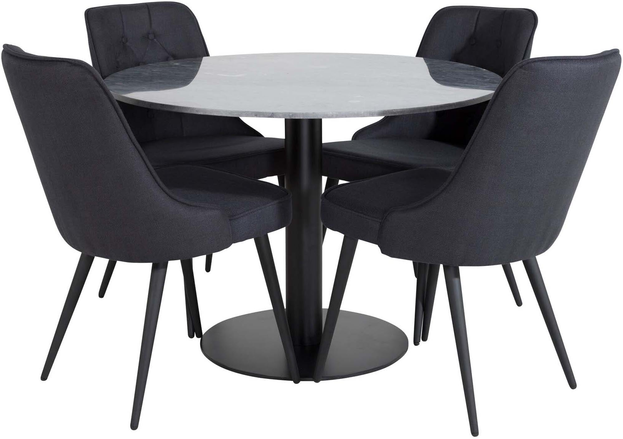 Stilvolles Esszimmerset mit edler Marmortischplatte und luxuriösen Samtstühlen für höchsten Komfort und einladende Atmosphäre.