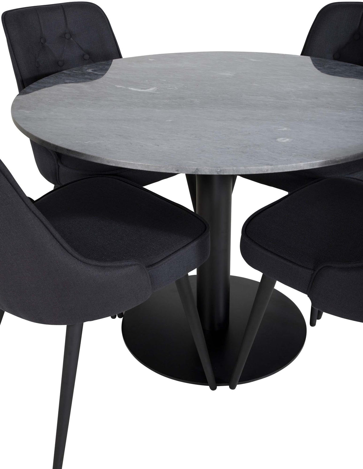 Estelle Esszimmerset + Velvet Deluxe ⌀106cm/4St. in Schwarz präsentiert im Onlineshop von KAQTU Design AG. Esszimmerset ist von Venture Home