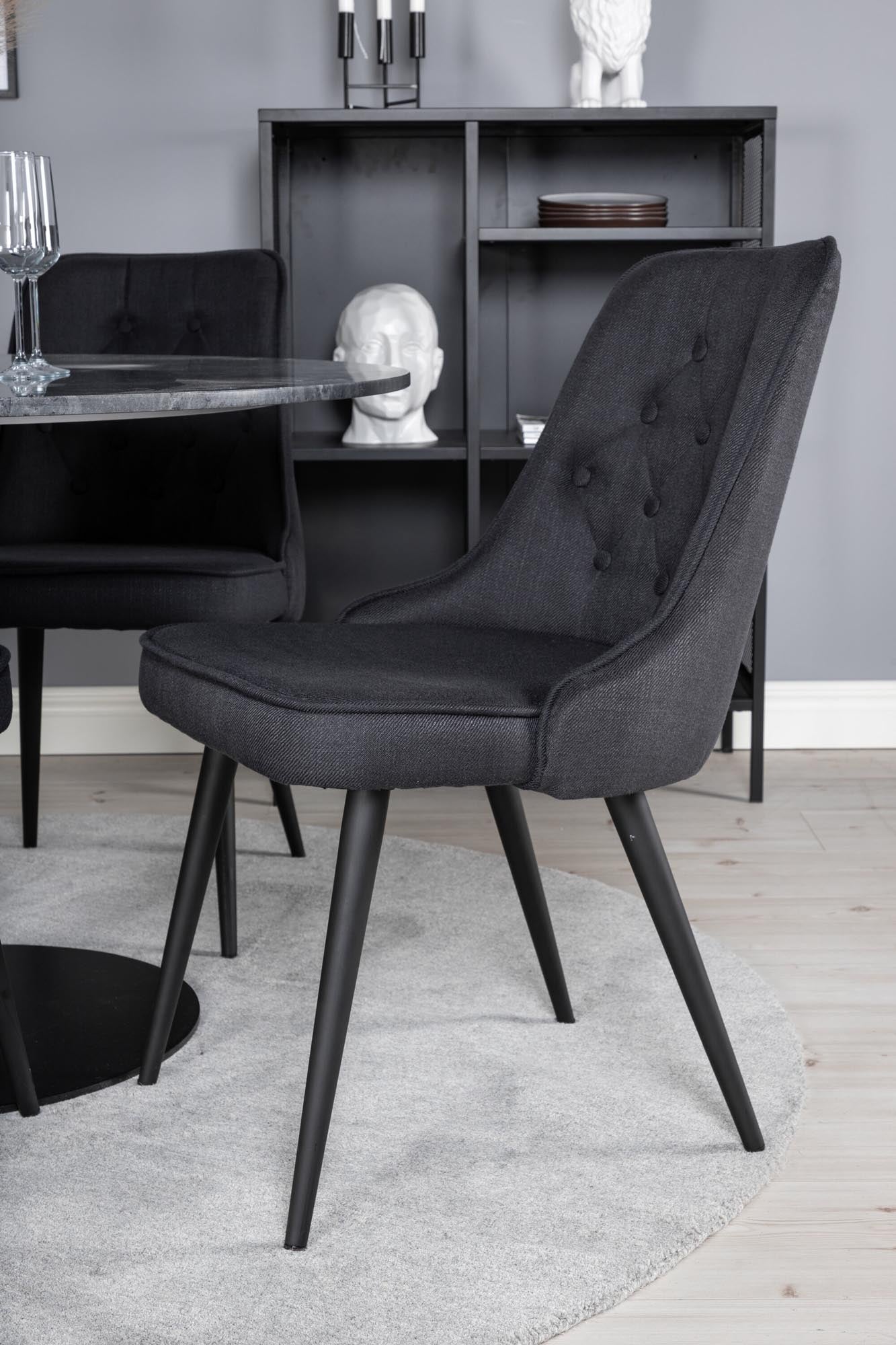 Stilvolles Esszimmerset mit luxuriösem Samt und eleganter Marmortischplatte. Perfekt für gemütliche Dinner und festliche Anlässe.