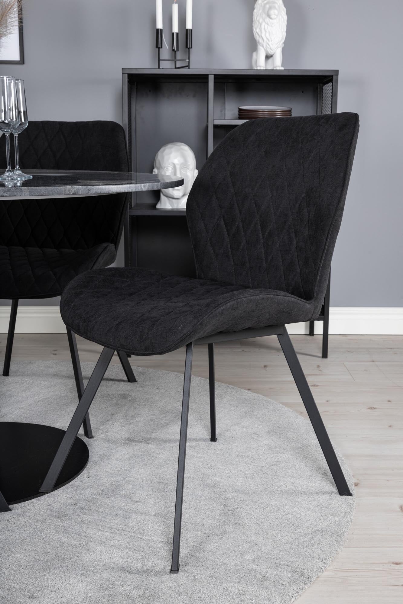 Stilvolles Esszimmerset Estelle + Gemma mit 106 cm Durchmesser. Bequeme Stühle und eleganter Tisch für gesellige Runden.