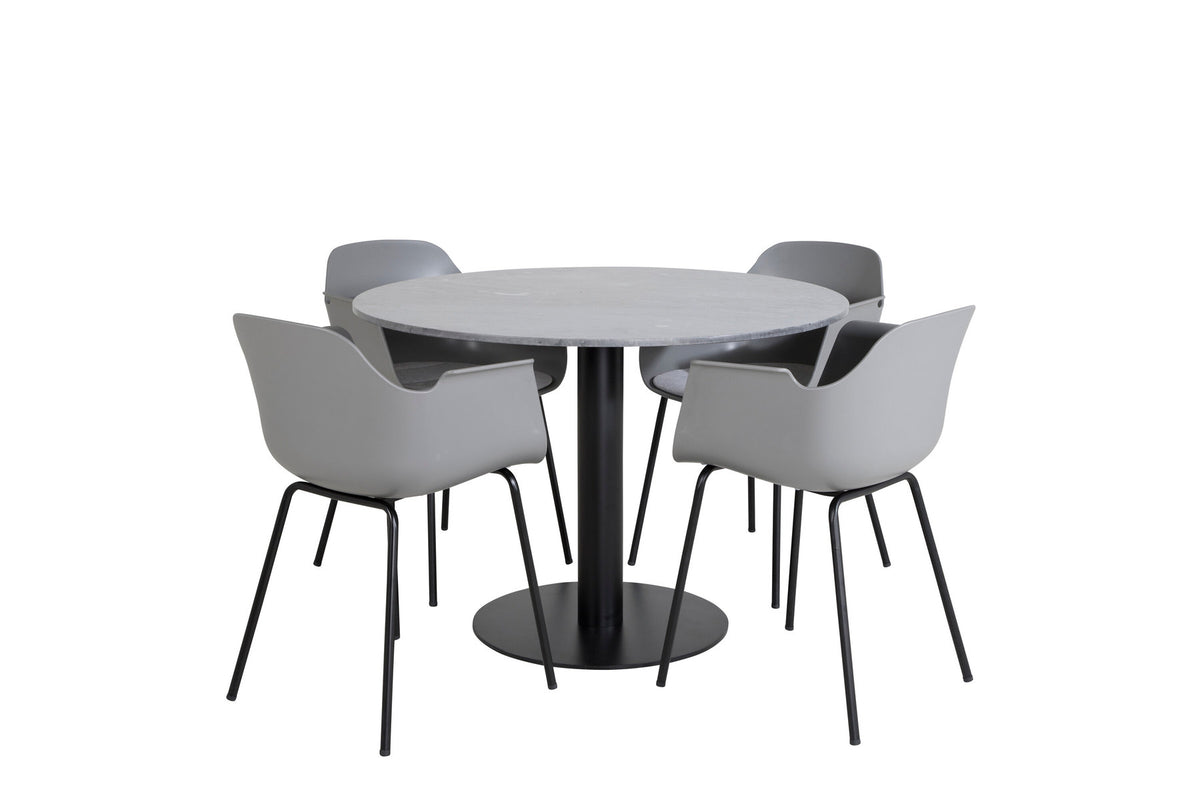 Estelle Esszimmerset + Comfort ⌀106cm/4St. in Schwarz / Grau präsentiert im Onlineshop von KAQTU Design AG. Esszimmerset ist von Venture Home