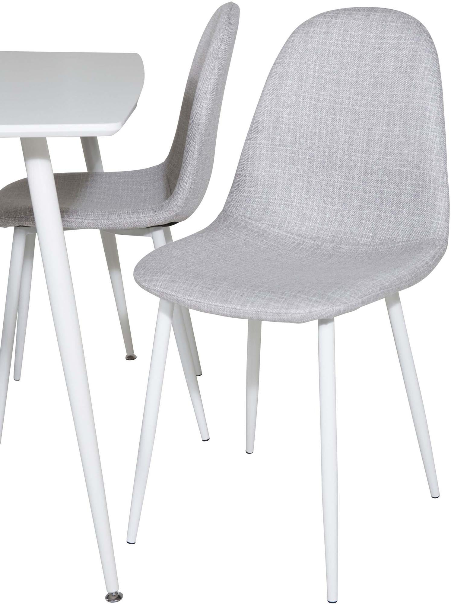 Entdecken Sie das stilvolle Polar Esszimmerset von Venture Home: Ein eleganter 120 cm Esstisch und 4 ergonomische Stühle für gemütliche Essmomente.