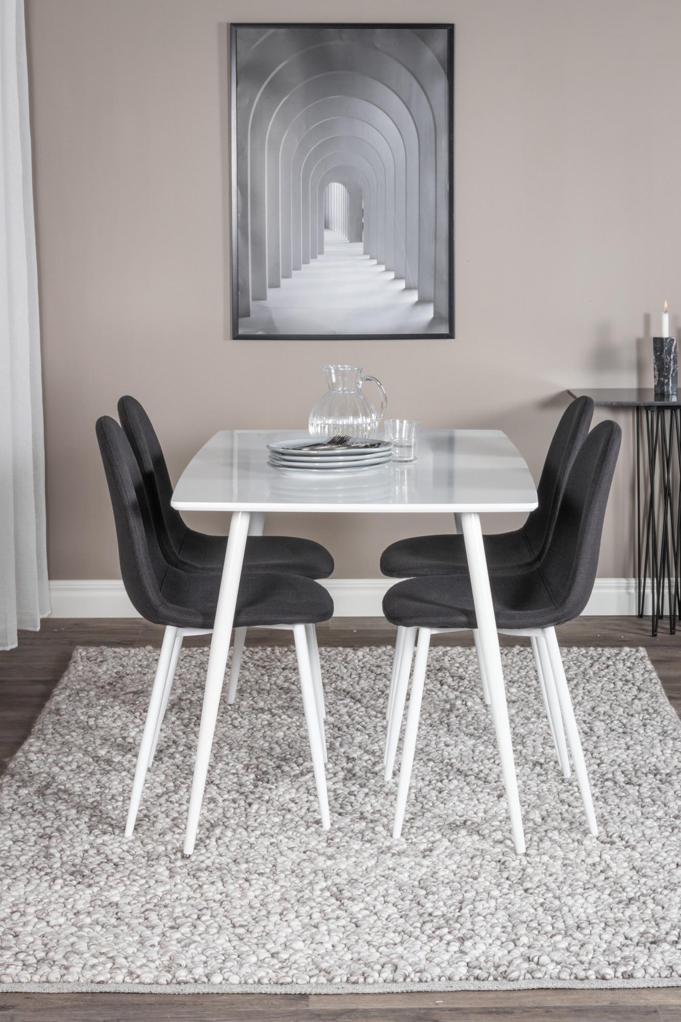 Elegantes Polar Esszimmerset: 120cm Tisch & 4 Stühle, pflegeleicht, zeitlos, ideal für jeden Stil. Komfort & Langlebigkeit vereint.