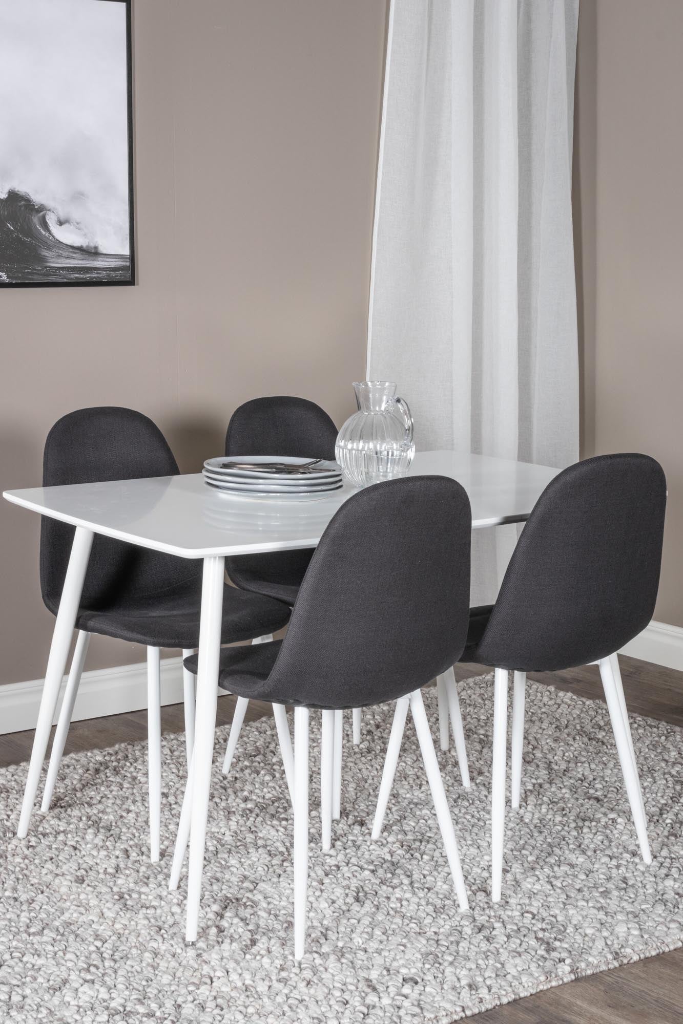 Entdecken Sie das stilvolle Polar Esszimmerset von Venture Home: 120 cm Esstisch und 4 ergonomische Stühle, perfekt für gesellige Abende und jeden Einrichtungsstil.