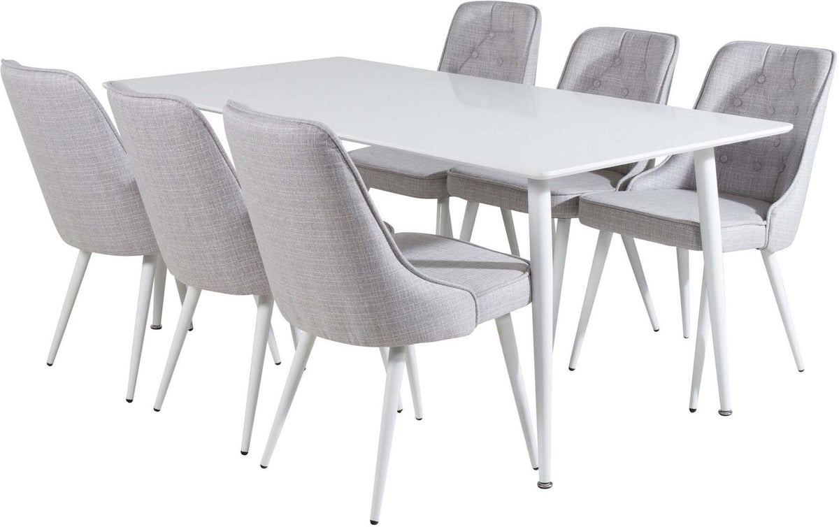 Polar Esszimmerset + Velvet Deluxe 180cm/6St. in Weiss präsentiert im Onlineshop von KAQTU Design AG. Esszimmerset ist von Venture Home