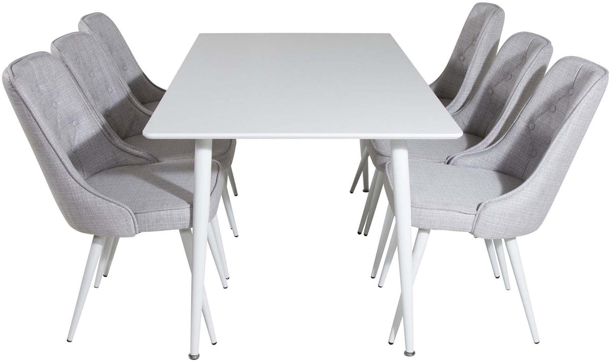 Polar Esszimmerset + Velvet Deluxe 180cm/6St. in Weiss präsentiert im Onlineshop von KAQTU Design AG. Esszimmerset ist von Venture Home