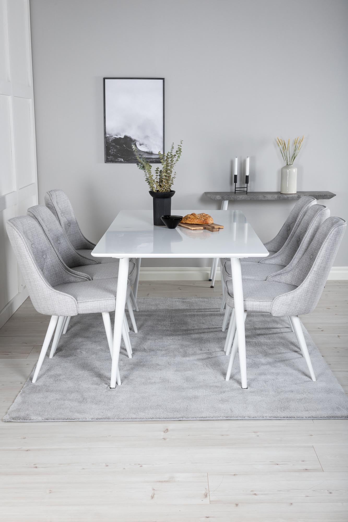 Elegantes Polar Esszimmerset: 180cm Tisch & 6 Velvet-Stühle, stilvoll & komfortabel für Ihr Zuhause.