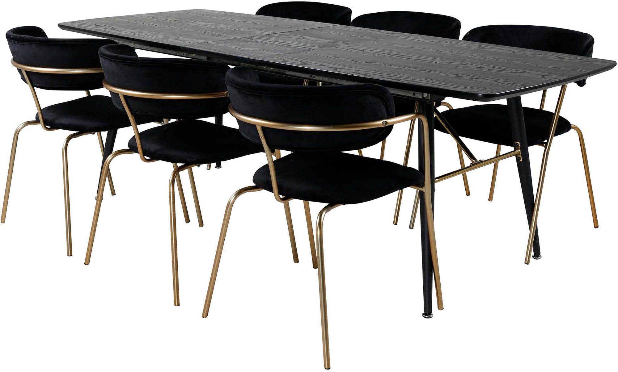 Elegantes Gold Esszimmerset 180cm, ausziehbar für 6 von Venture Home.