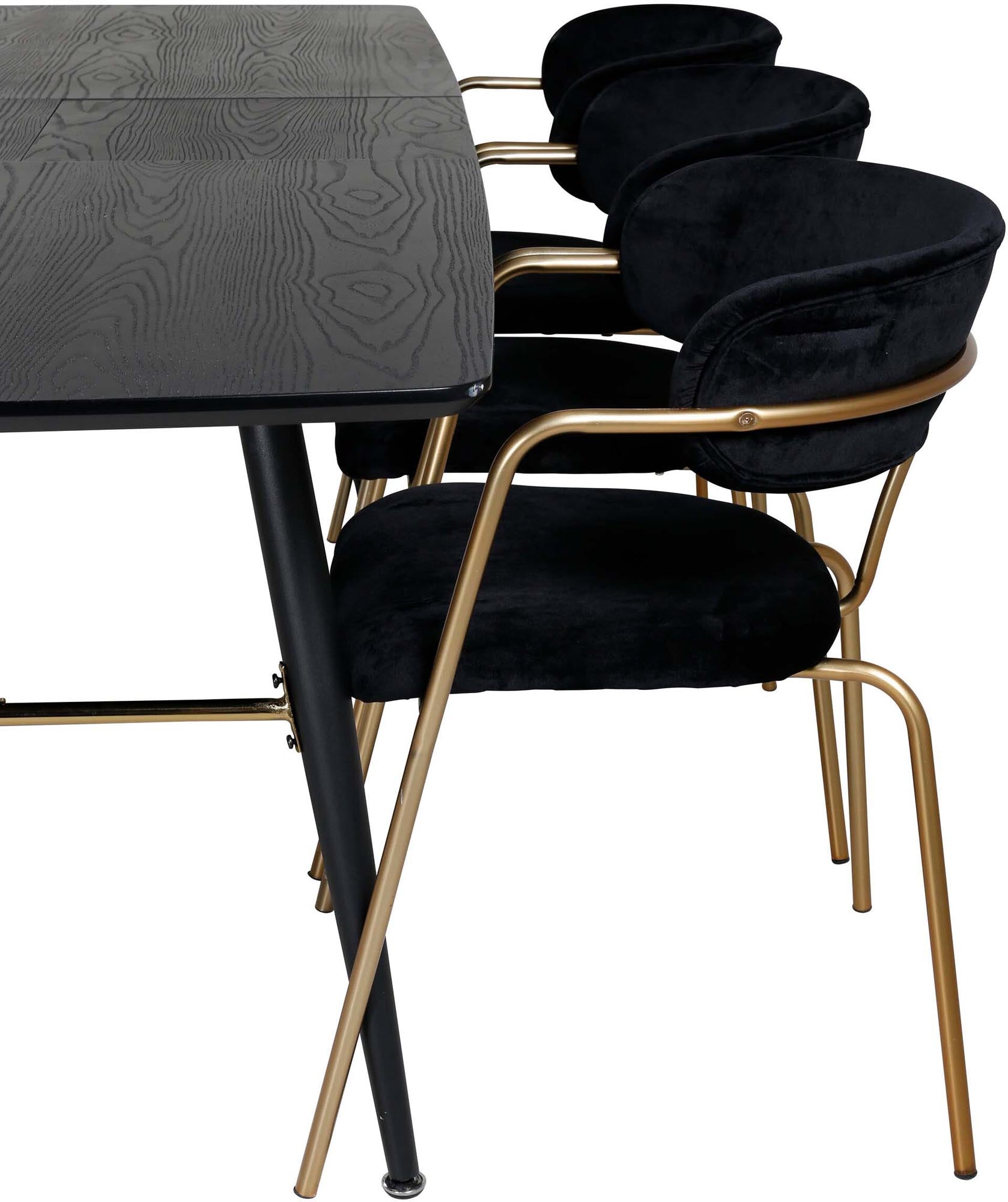 Luxuriöses Gold Esszimmerset, erweiterbar, 180cm, für 6 Personen.