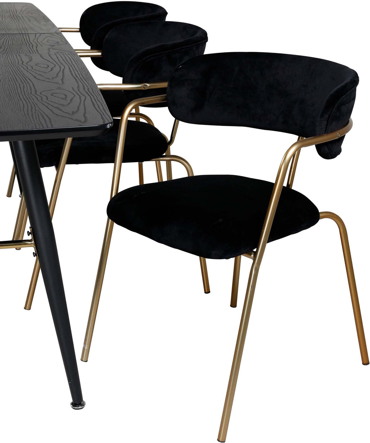 Gold Esszimmerset ausziehbar + Arrow 180cm/6St. in Schwarz / Gold präsentiert im Onlineshop von KAQTU Design AG. Esszimmerset ist von Venture Home