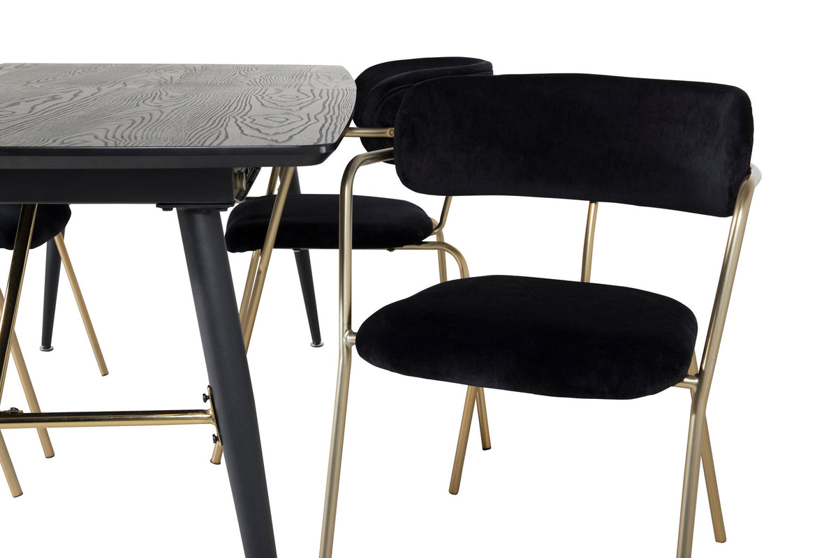 Gold Esszimmerset ausziehbar + Arrow 180cm/4St. in Schwarz / Gold präsentiert im Onlineshop von KAQTU Design AG. Esszimmerset ist von Venture Home