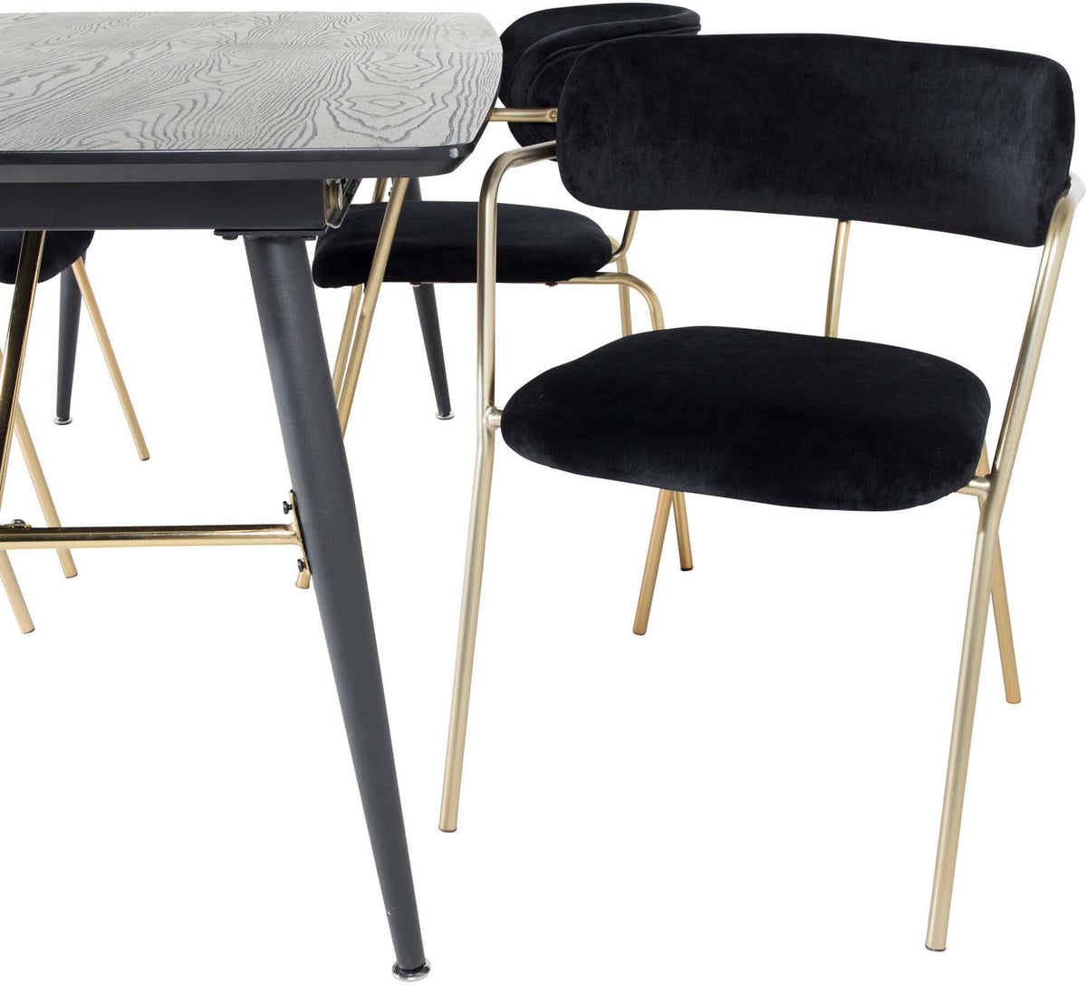 Gold Esszimmerset ausziehbar + Arrow 180cm/4St. in Schwarz / Gold präsentiert im Onlineshop von KAQTU Design AG. Esszimmerset ist von Venture Home