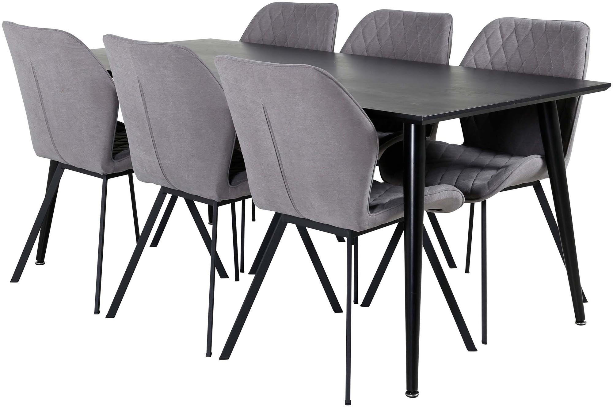 Stilvolles Dipp Esszimmerset für 6 Personen mit 180 cm Tisch und ergonomischen Gemma-Stühlen. Perfekt für gemütliche Zusammenkünfte.