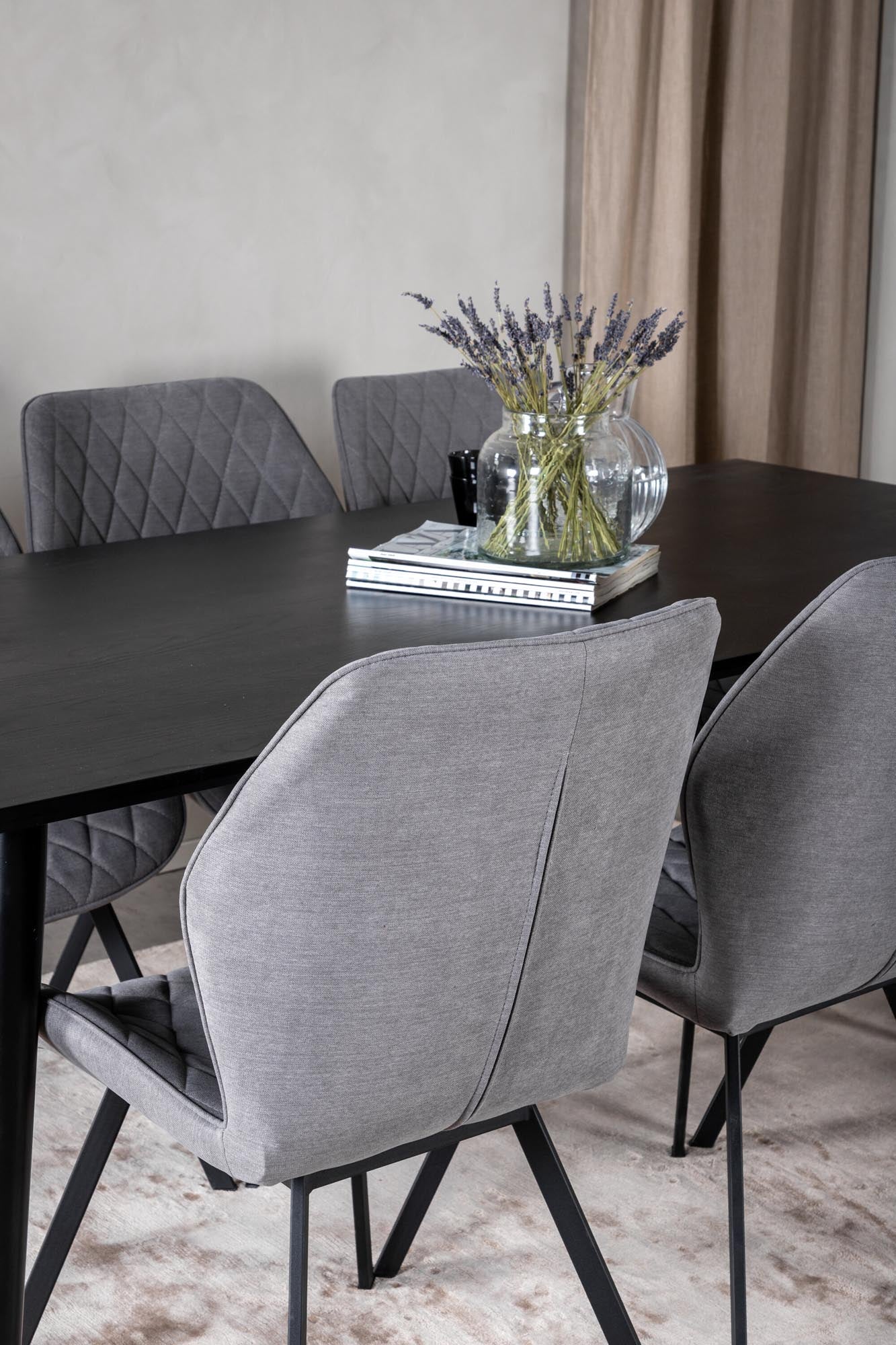 Elegantes Esszimmerset für 6 Personen, 180cm Tisch, komfortable Gemma-Stühle, ideal für gesellige Abende.
